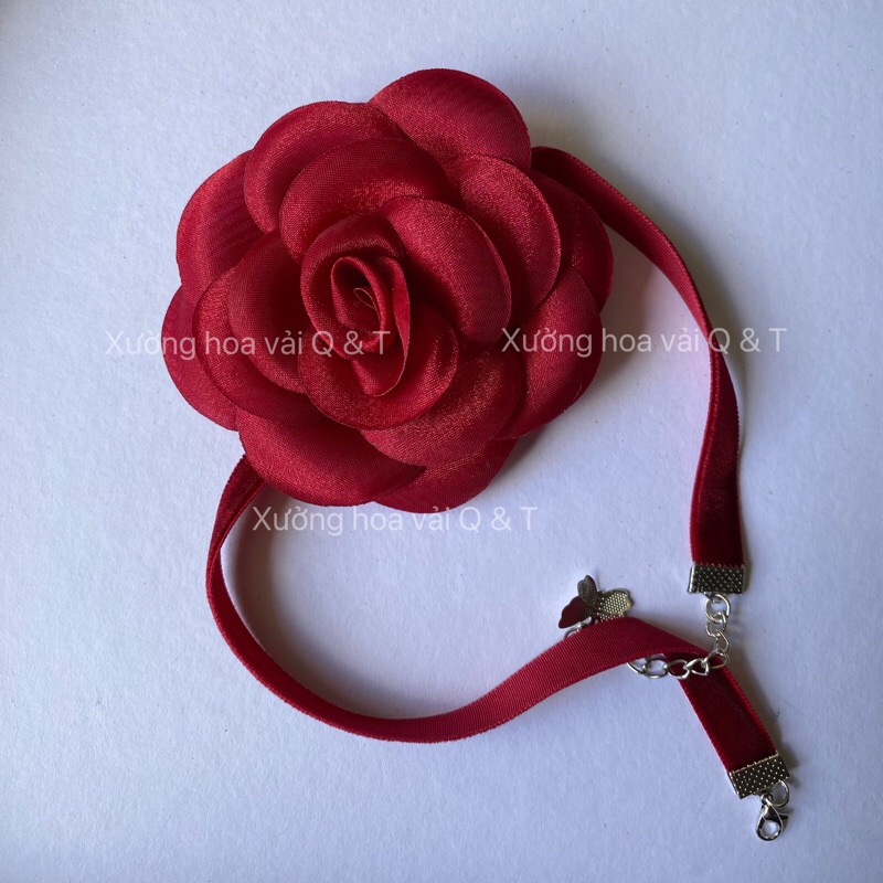🌸Vòng Choker Dây Nhung Phối Bông Hồng Trắng Đen🌸