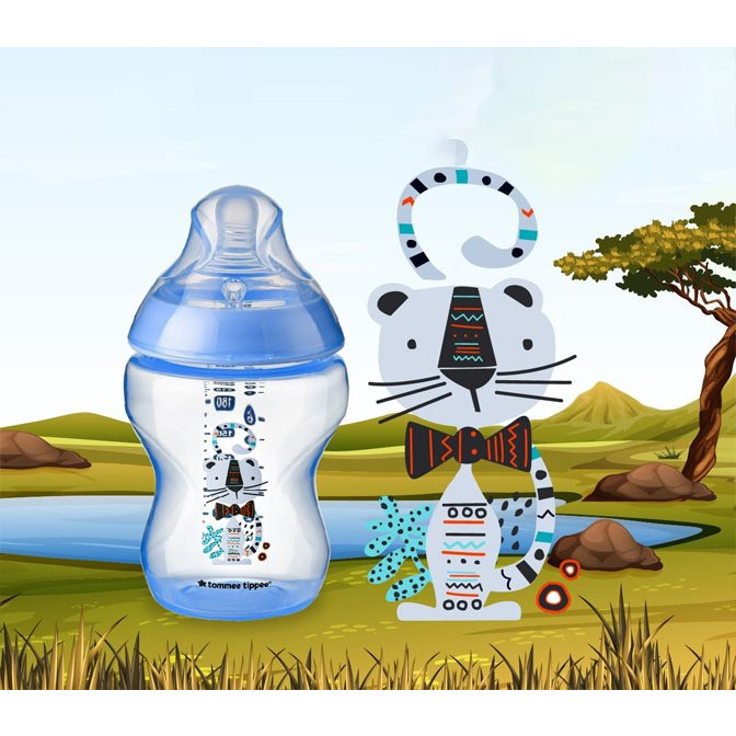 Bình Sữa PP Họa Tiết Ty Siêu Mềm Tự Nhiên Tommee Tippee 260ml, 340ml, Nhiều Size Cho Bé, Được Mua Kèm Thêm 01 Núm