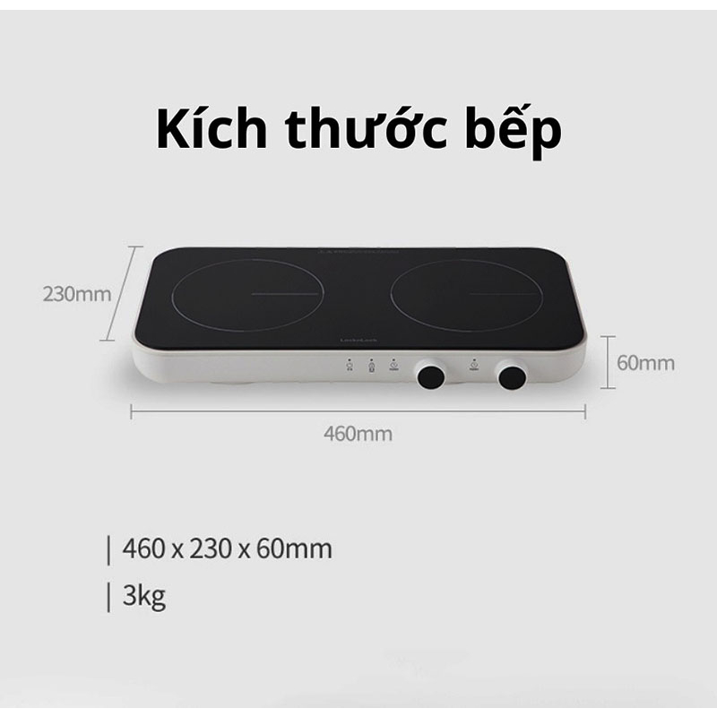 Bếp điện từ đôi LocknLock EJI326WHT - Hàng chính hãng