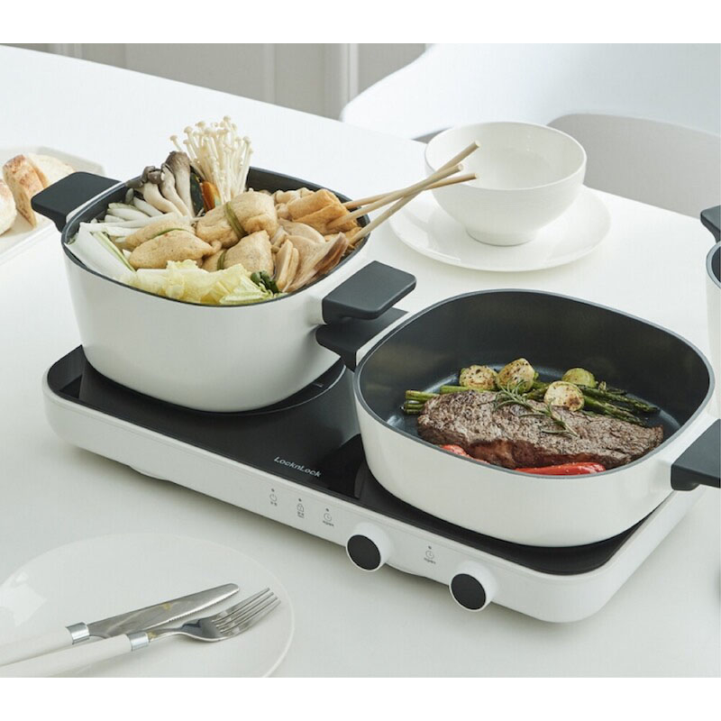 Bếp điện từ đôi LocknLock EJI326WHT - Hàng chính hãng