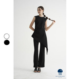 Rihana sleeveless shirt - TIT.Elegant - Áo sát nách vạt dài nhún eo
