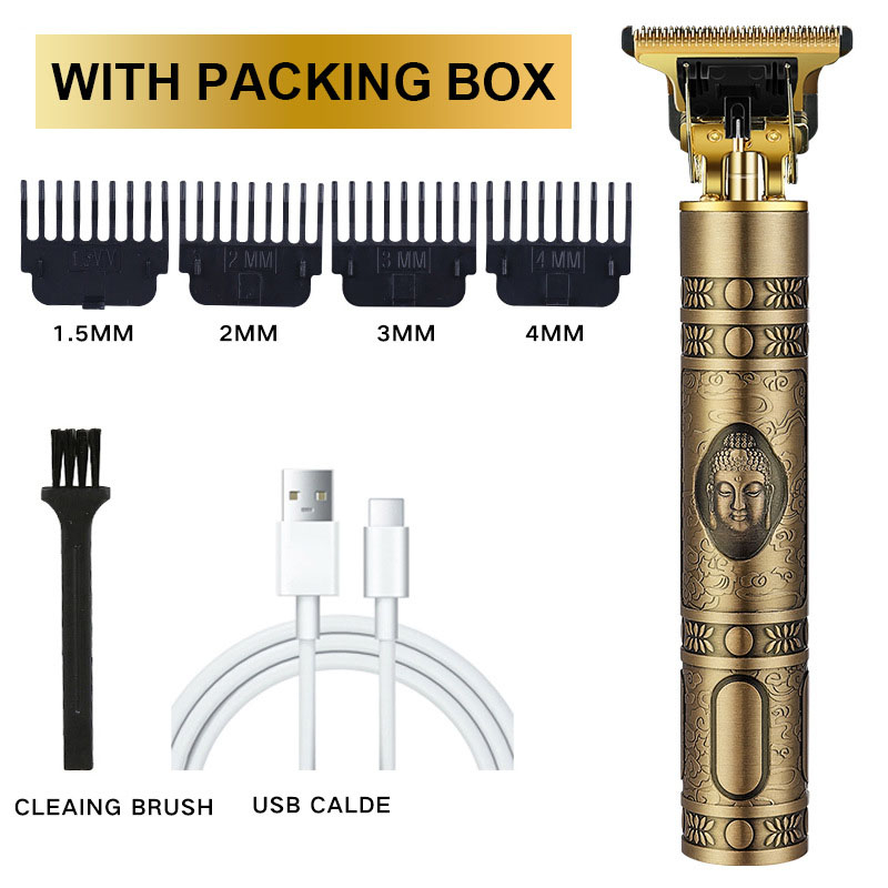 Bộ Tông Đơ Cắt Tóc VINTAGE T9 Chuyên Dụng Cho Nam, Tông Đơ Chấn Viền Cắt Tóc Cạo Râu Chuyên Nghiệp Kèm Sạc USB Tiện Dụng