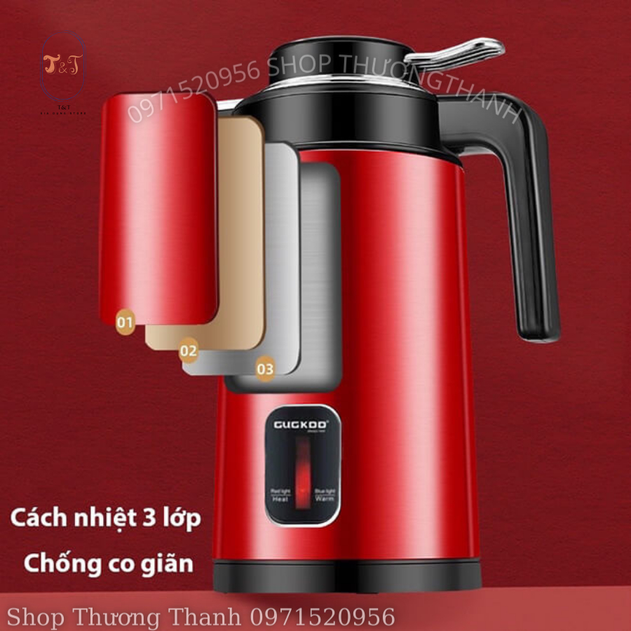 Ấm Đun Nước Siêu Tốc Cao Cấp, Bình Giữ Nhiệt Dung Tích 1.8L Thân Ấm 2 Lớp Tự Đun Lại Khi Nước Nguội Hàng loại 1