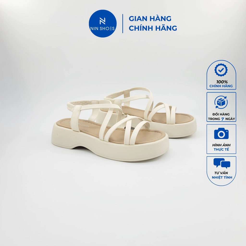 Dép Sandal Nữ 3P Đề Bằng Đan Dây Siêu Tiện Lợi_Tiệm Giày Ninshoes