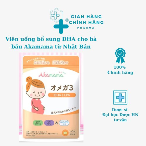 DHA cho bà bầu Akamama - Nhật Bản hỗ trợ phát triển não bộ & thị giác của bé, viên nhỏ, không mùi - 90 viên