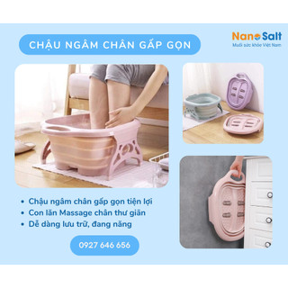 Chậu ngâm chân gấp gọn kèm 1 lọ muối ngâm chân thảo dược