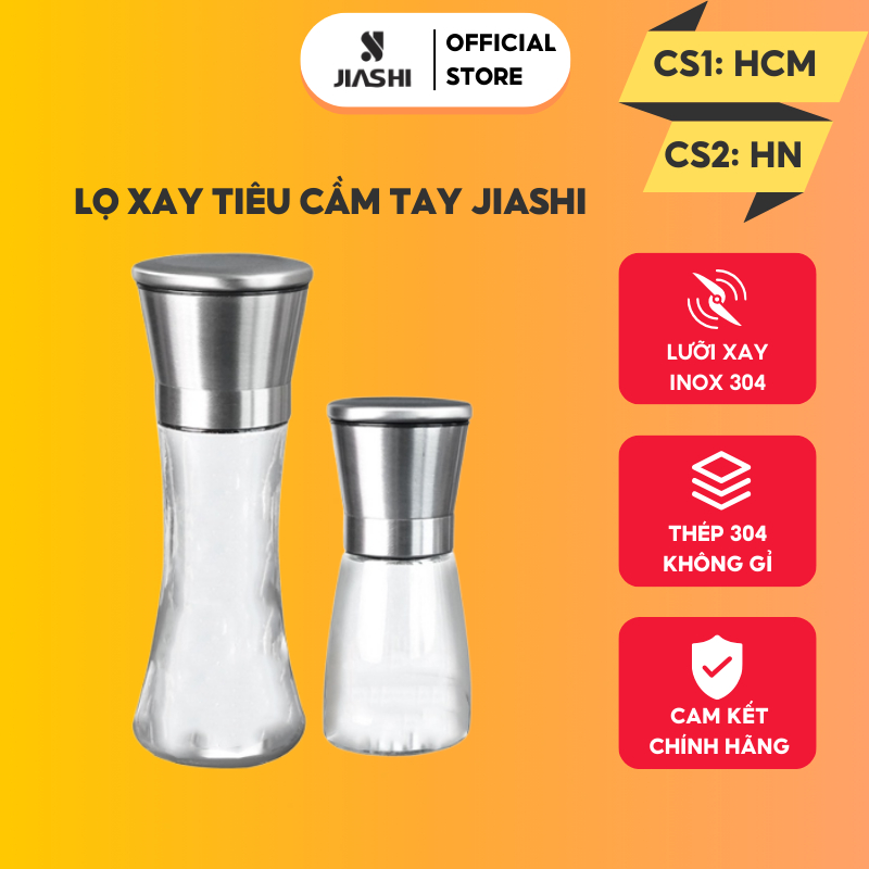 Lọ xay tiêu cầm tay JIASHI viền Inox 304 vặn vừa tay cao cấp LXT01