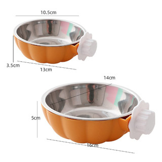 Bát ăn gắn chuồng lòng inox hình bí ngô cho thú cưng chó mèo