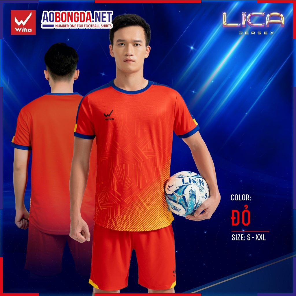 Bộ Quần Áo Đá Bóng Wika Lica Chính Hãng, Áo Đá Banh Chất Liệu Vải Wikarotex Thấm Hút Mồ Hôi