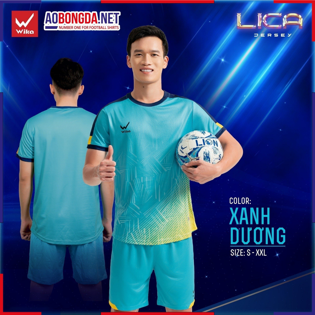 Bộ Quần Áo Đá Bóng Wika Lica Chính Hãng, Áo Đá Banh Chất Liệu Vải Wikarotex Thấm Hút Mồ Hôi