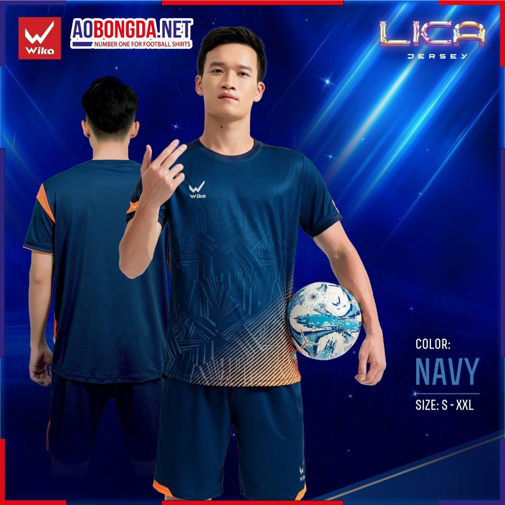 Bộ Quần Áo Đá Bóng Wika Lica Chính Hãng, Áo Đá Banh Chất Liệu Vải Wikarotex Thấm Hút Mồ Hôi