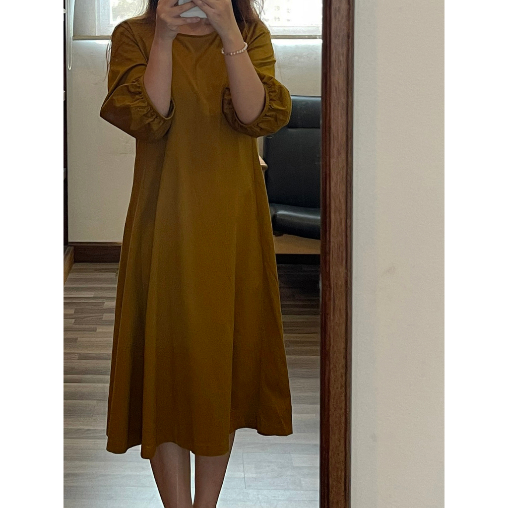 Pass Đầm Xòe Uniqlo Màu Mù Tạt Size S