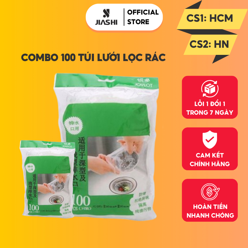 Combo 100 Túi Lưới Lọc Rác Thông Minh Jiashi Cho Bồn Rửa Bát, Chén, Đĩa Có Chun Tiện Lợi Cho Nhà Bếp TLR01