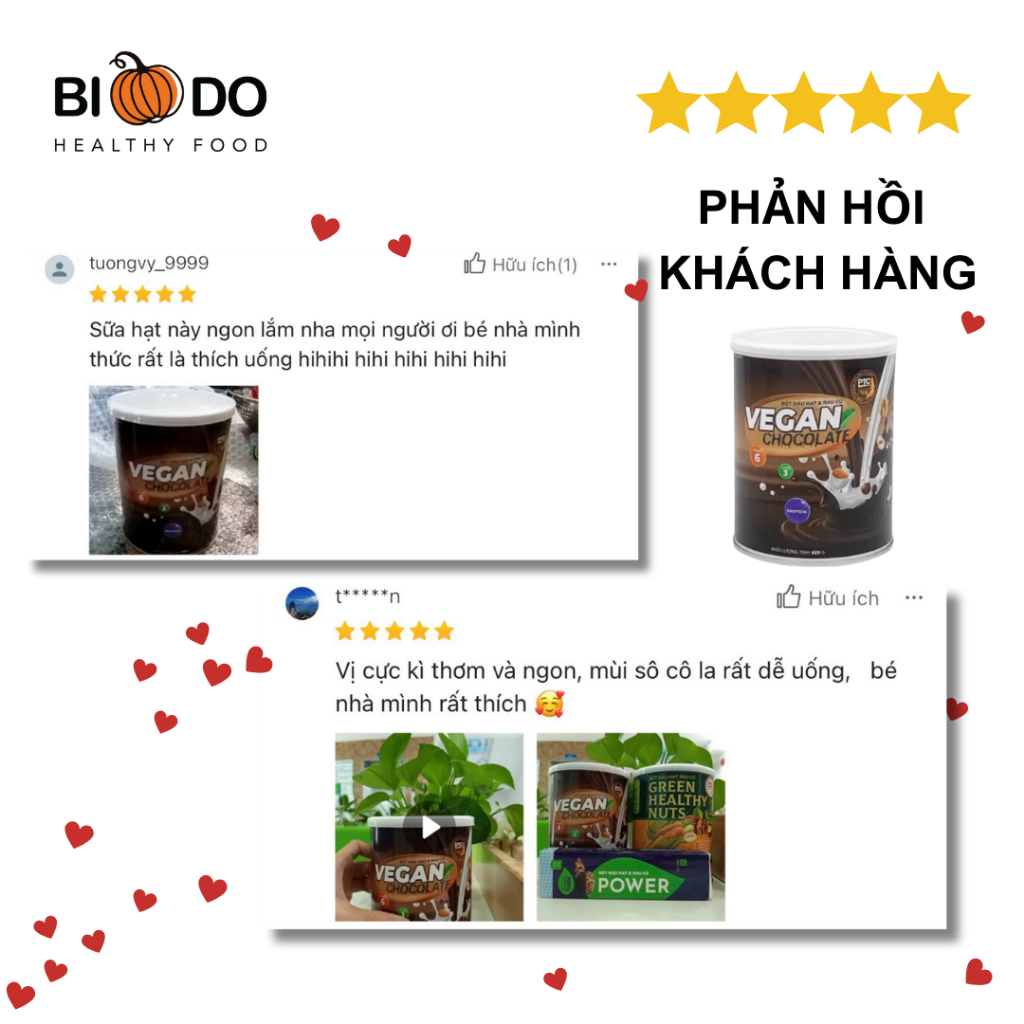 Sữa Hạt Sô Cô La Dinh Dưỡng Cho Bé 420g - Bí Đỏ Food - Bột Protein Thực Vật Vegan Vị Chocolate