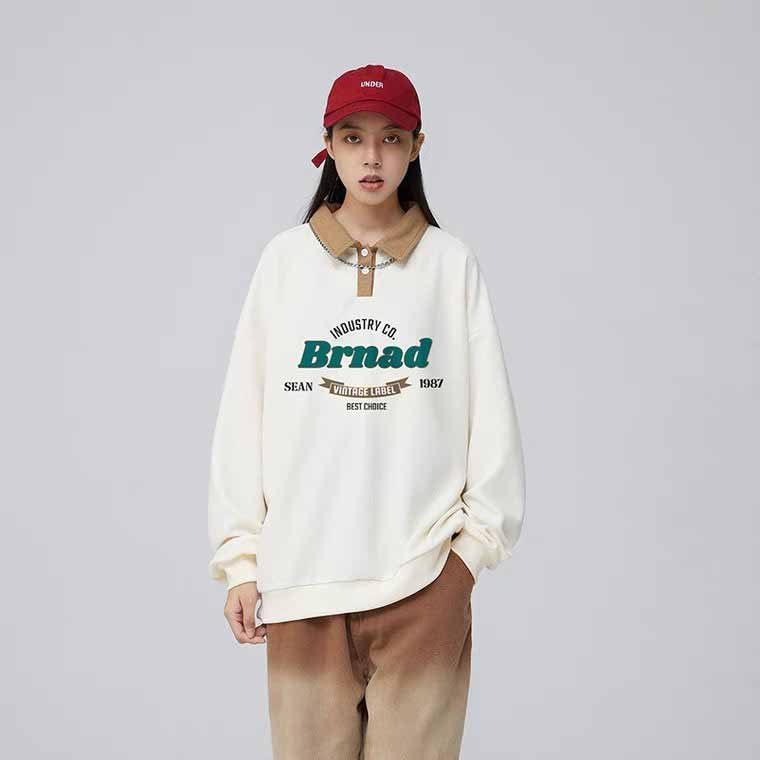Áo sweater cổ polo BRAND thêu họa tiết phong cách Hàn Quốc thời trang retro cho nam nữ - dt_shop S0