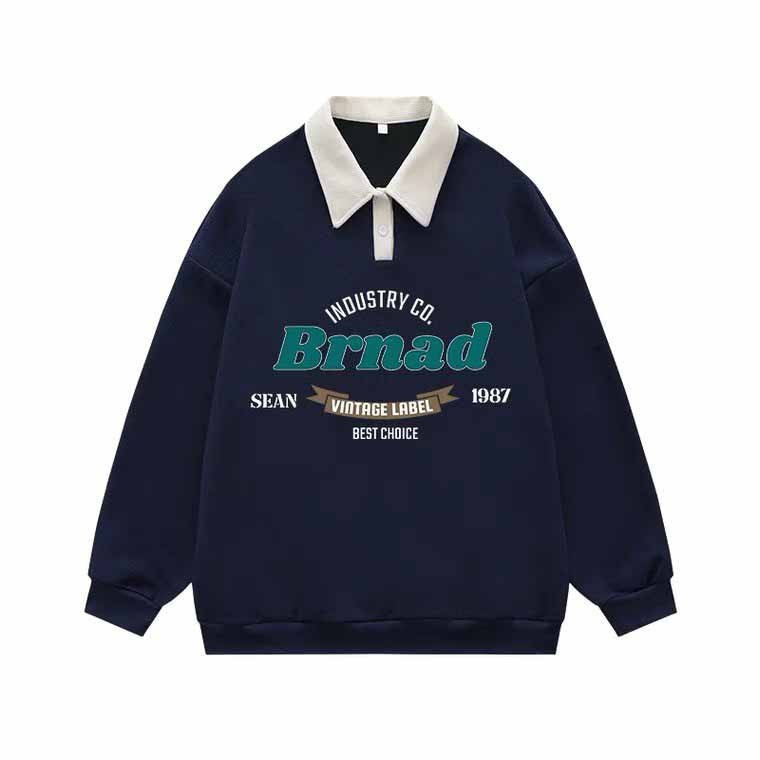 Áo sweater cổ polo BRAND thêu họa tiết phong cách Hàn Quốc thời trang retro cho nam nữ - dt_shop S0
