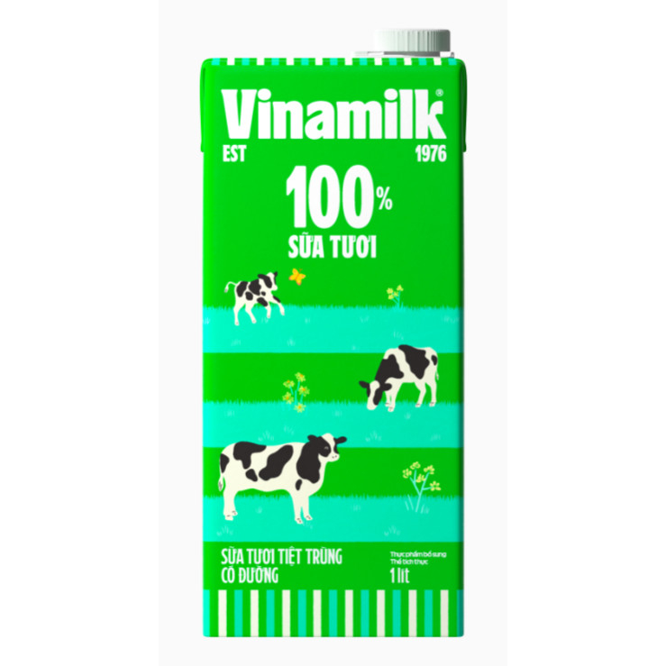 [HSD T4-2024] Sữa Tươi Tiệt Trùng Vinamilk 100% Có Đường - Hộp Giấy 1L.
