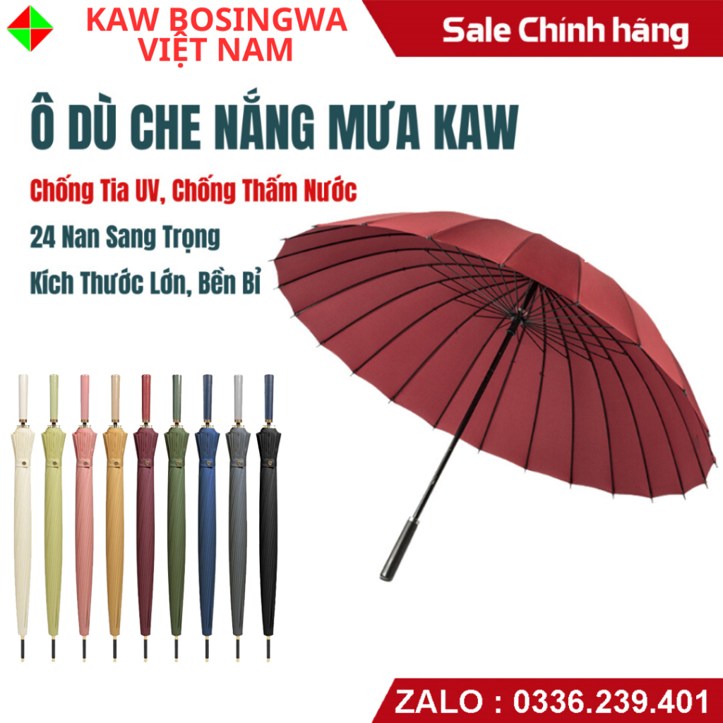 Ô dù 24 nan KAW bản cao cấp siêu to, siêu cứng tán 120cm, ô đi mưa, nắng chống tia UV