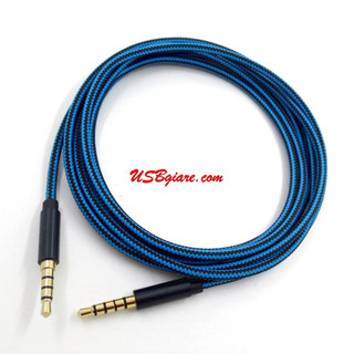  Dây cáp âm thanh jack 3.5mm cho tai nghe Logitech Astro A30 A40 A10 dây dù bện sọc xanh và đen đẹp và sang trọng dài 2M 