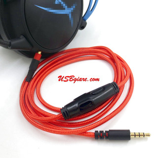 Dây cáp audio 3.5mm cho tai nghe HyperX Cloud và HyperX Cloud Alpha S bện dù cao cấp với 2 màu đỏ đen