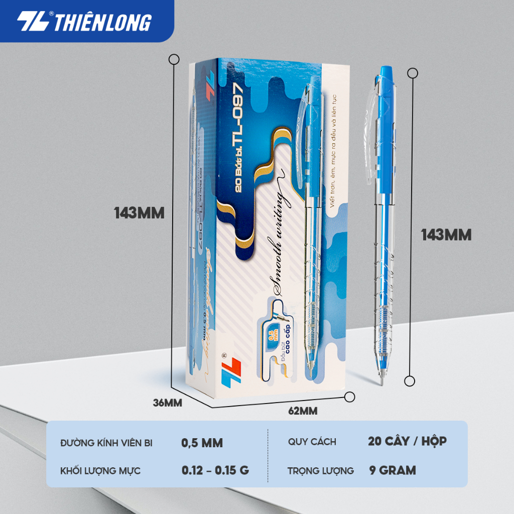 Combo 20 cây Bút Bi Thiên Long TL-097 đầu bi 0.5mm