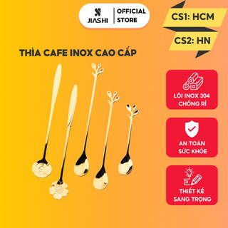 Muỗn thìa cafe Jiashi Inox 304 18,8 CM 2 màu pha trà, tráng miệng phủ bóng sang trọng thìa lá MTC01