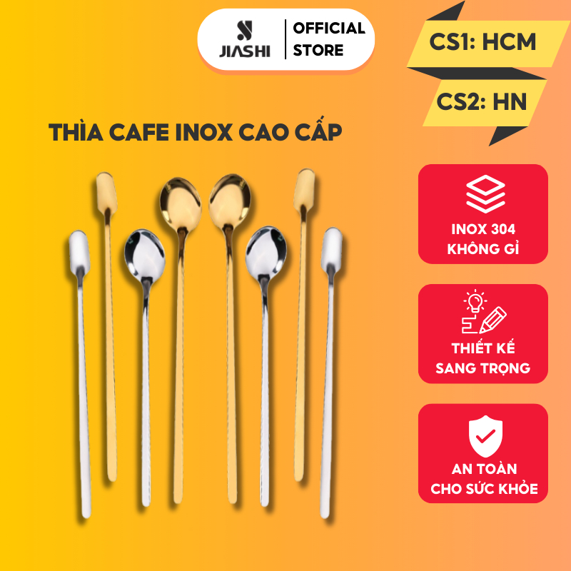 Thìa cafe Jashi inox 304 tròn dẹt uống trà cao cấp, hai màu vàng bạc sang trọng, tinh tế MTC04