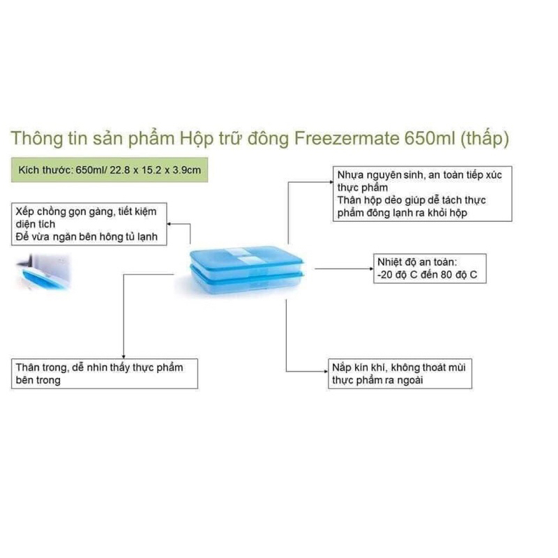 Sét 4 hộp đựng thực phẩm trữ đông Tup.perware
