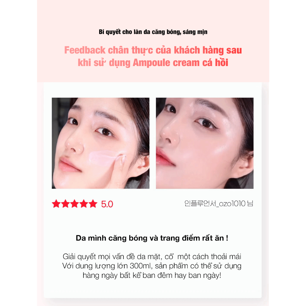 SN0473-Combo 2 chai Kem dưỡng kiêm tinh chất 2in1 cá hồi NANNA SALMON SPIDER AMPULE Cream chiết xuất 50000PPM 300ml*2