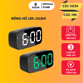 Đồng hồ báo thức đèn LED JIASHI tích hợp gương điều khiển giọng nói, 3 chế độ hiển thị, 2 chế độ sạc -  DHL01
