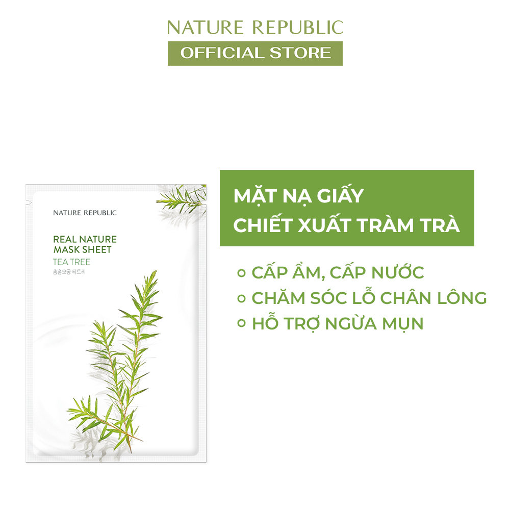 Nature Republic Mặt nạ giấy ngăn ngừa mụn Real Nature Tea Tree Mask Sheet 23ml