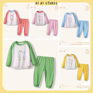 Bộ dài tay raglan bo chun cho bé trai bé gái AW23