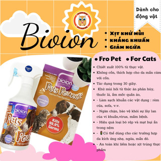 bình xịt khử mùi - khử trùng và diệt 99,9% vi khuẩn 500ml Bioion dành cho thú cưng (hamster, sóc, thỏ bọ, chó mèo)