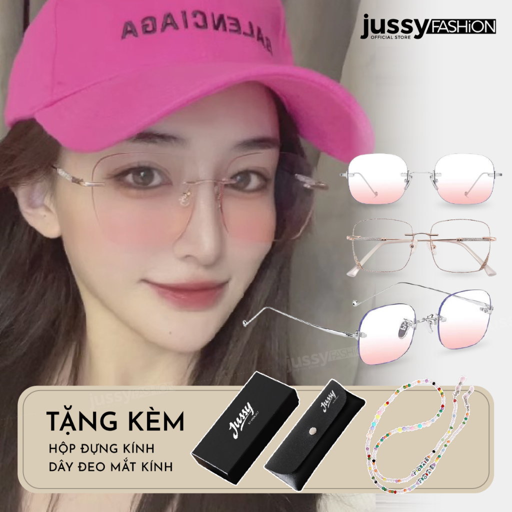 Kính Mát Nữ Má Hồng Cao Cấp JMK09 Jussy Official Kính Râm Nữ Chống Tia UV Gọng Mắt Oval Full Hộp Loc