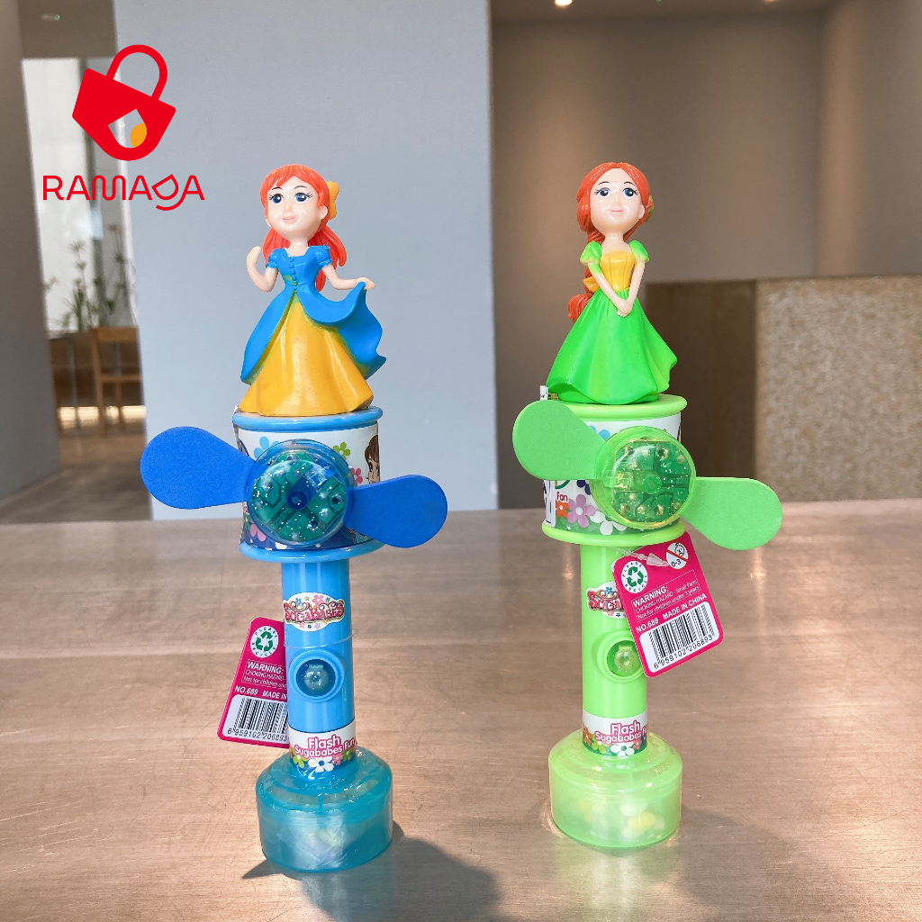 Juqi Đồ chơi công chúa có quạt đèn và kẹo dành cho bé