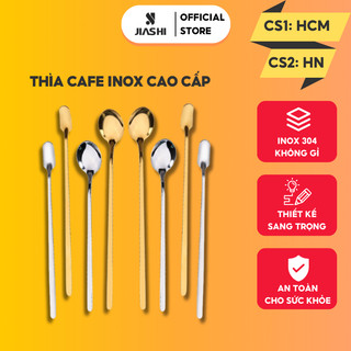 Thìa cafe Jiashi inox 304 tròn dài 15cm mạ vàng dùng uống trà cao cấp, sang trọng, tinh tế MTC04