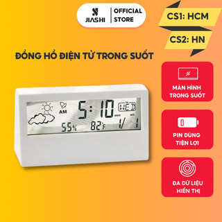 Đồng hồ điện tử trong suốt JIASHI màn hình LED để bàn hiển thị thời gian nhiệt độ thời tiết - DHL04