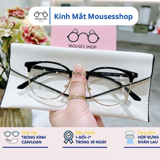 Gọng kính mắt nam nữ Mousesshop chất liệu nhựa cứng mắt tròn đeo thời trang và lắp cận mã 6214