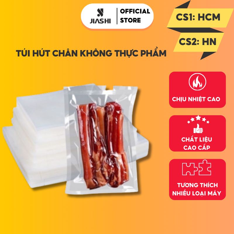 Combo 50 Túi Hút Chân Không Thực phẩm 1 Mặt Nhám JIASHI Chất Lượng Cao Nhiều Kích Thước Phù Hợp Các Loại Máy Hút -THC01