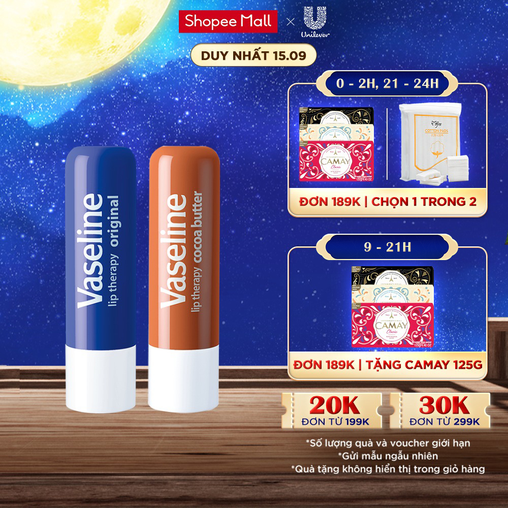 Bộ 2 son dưỡng môi Vaseline dạng thỏi Lip Therapy Stick: Bơ Cao Cao và Mềm mịn ( 4.8g x2)