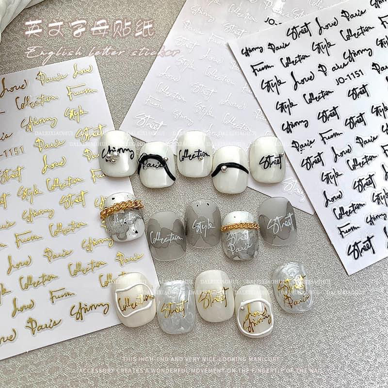 Sticker dán móng tay nail mẫu chữ Street đủ màu