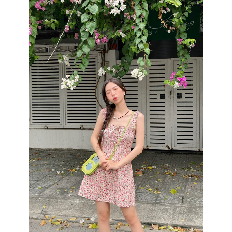 HANIE | Đầm 2 dây hoa nhí nhún ngực Mochi Dress
