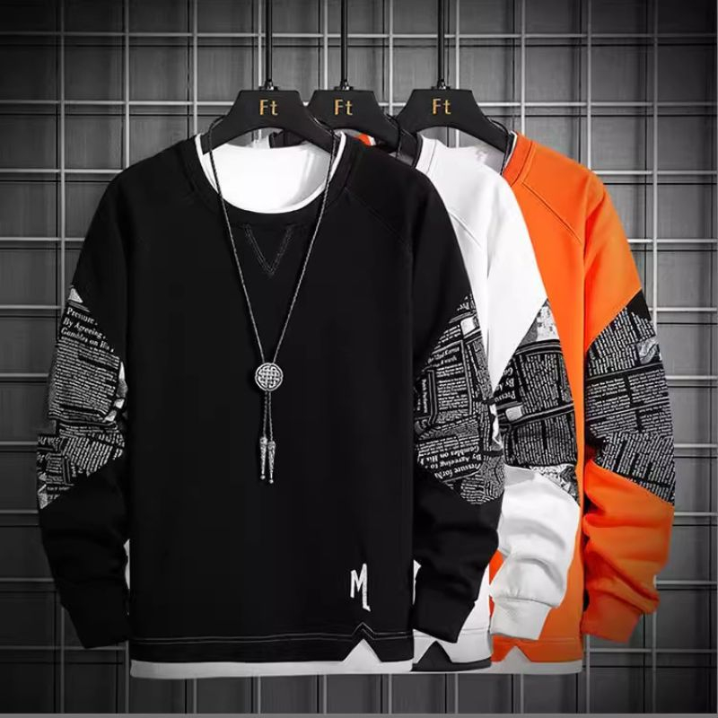 Áo Sweater Nỉ Nam Nữ Dài Tay Unisex Cổ Tròn Khuỷu Tay Phối Họa Tiết Phong Cách Ulzzang Thời Trang Mixxno.1 TOP NAM 281V3