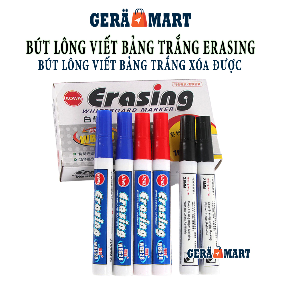Bút viết bảng trắng white board - Bút lông viết bảng Erasing chính hãng có thể xóa được - có đủ màu xanh, đen, đỏ