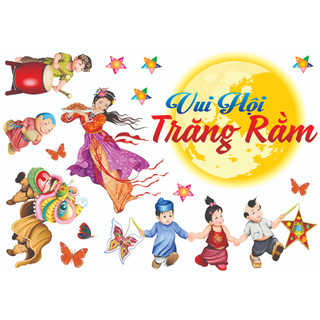 Decal trung thu dán kính 2023, decal trang trí trung thu hội trăng rằm | 3h