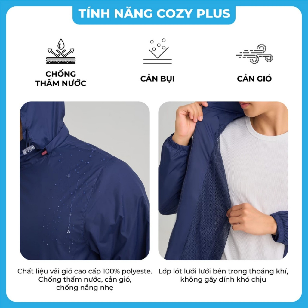 Áo Gió Nam 𝐂𝐀𝐑𝐃𝐈𝐍𝐀 2 Lớp Chất Vải Gió Cao Cấp Chống Thấm Nước Cản Gió Phong Cách Thể Thao Trẻ Trung 3GNM01