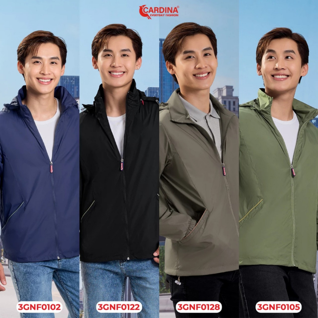 Áo Gió Nam 𝐂𝐀𝐑𝐃𝐈𝐍𝐀 2 Lớp Chất Vải Gió Cao Cấp Chống Thấm Nước Cản Gió Phong Cách Thể Thao Trẻ Trung 3GNM01