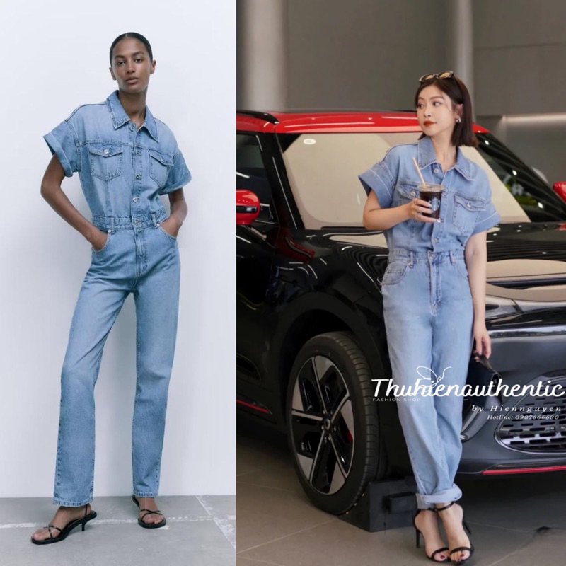 Jumpsuit jean demin tay cộc quần dáng dài mã code: 8197/117/400 ZARA chính hãng(kèm ảnh thật)