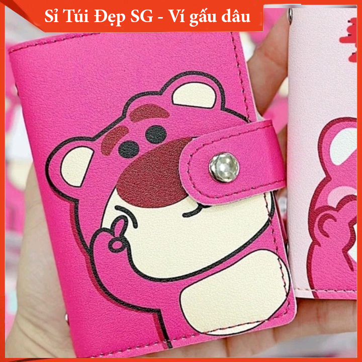 Ví Ngắn Mini Gấu Dâu Nữ Cầm Tay Có Khóa Kéo Họa Tiết Hoạt Hình Hello Kitty Dễ Thương TX1081