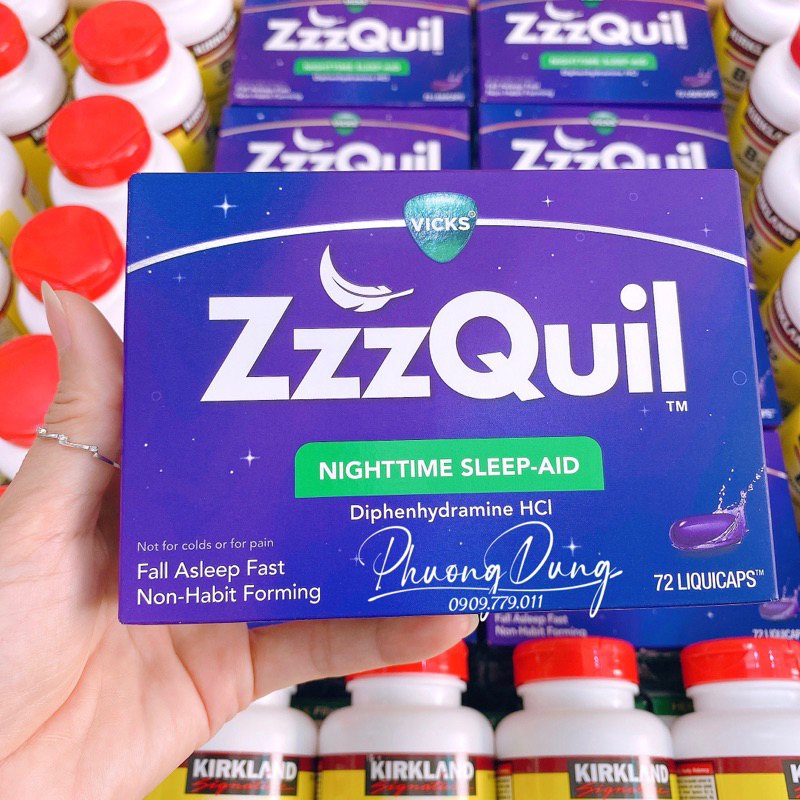 Zzz Quil hỗ trợ giấc ngủ ngon ZzzQuil nighttime sleep Aid Vicks hàng chuẩn Mỹ đi air